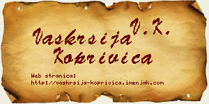 Vaskrsija Koprivica vizit kartica